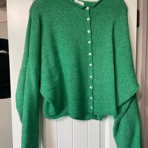 Emerald Green Knit Cardigan Sweater